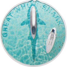 Palau 5 dollar 2021 Great White Shark Split Views 1 oz Zilver Proof
